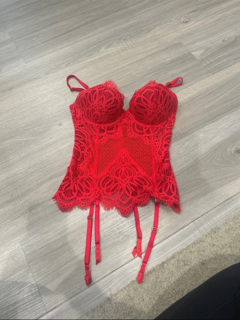 Victoria's Secret Red Lace Bustier with Garters